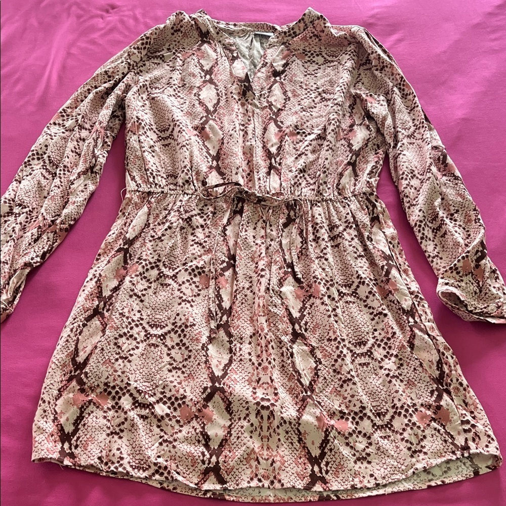 Stylish Pink Snake Print long sleeved dress new
